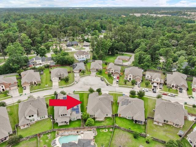 7610 Willow School Dr, Spring, TX 77389 - bird's eye view featuring a residential view and a forest view