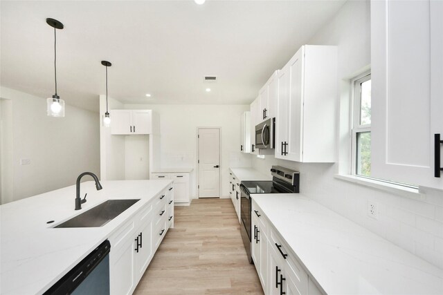600 Rd 5105, Cleveland, TX 77327 - kitchen featuring a sink, decorative backsplash, appliances with stainless steel finishes, and white cabinetry