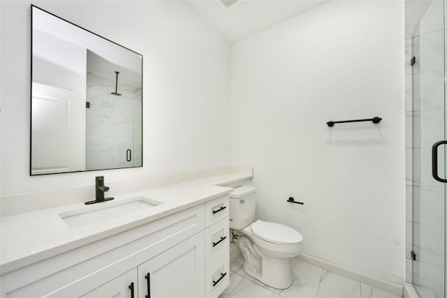 600 Rd 5105, Cleveland, TX 77327 - full bath featuring vanity, toilet, marble finish floor, baseboards, and a shower stall