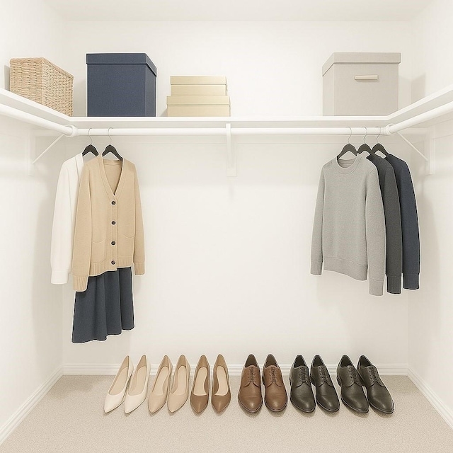 walk in closet with carpet floors