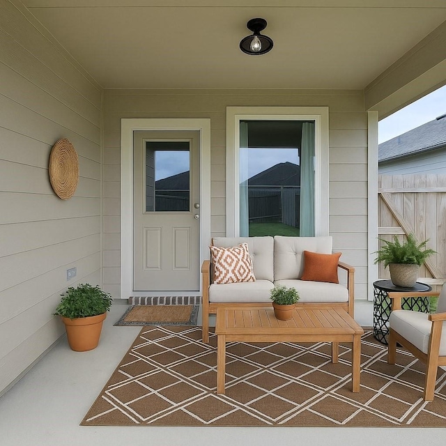 doorway to property with fence