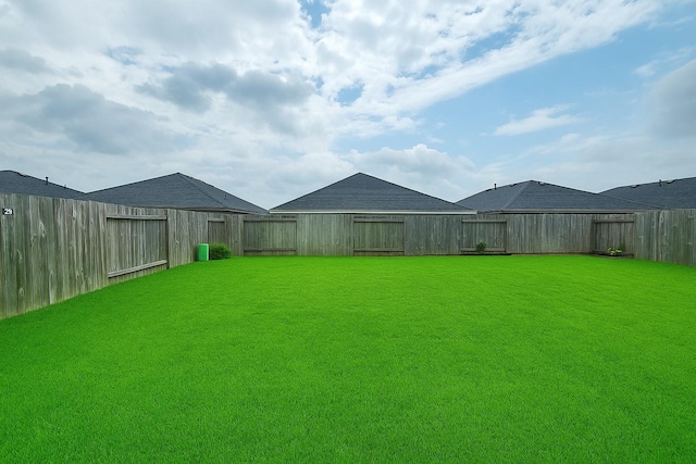 view of yard with a fenced backyard