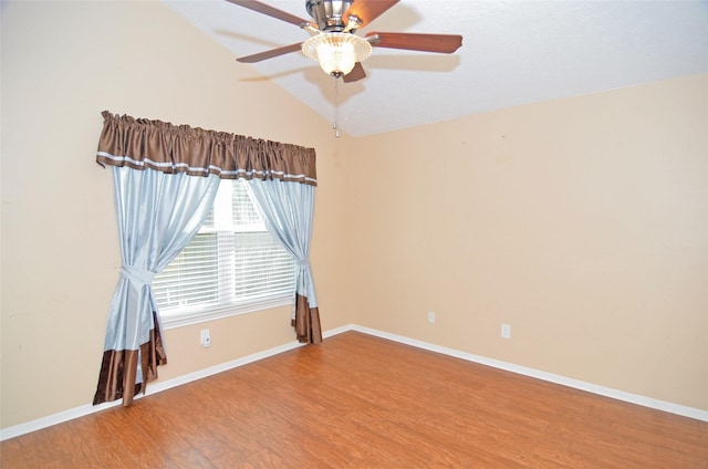 16806 Ashmoor Way, Houston, TX 77058 - spare room featuring wood finished floors, vaulted ceiling, baseboards, and a ceiling fan