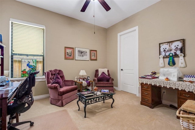 6119 Lofty Ln, Spring, TX 77379 - office with healthy amount of natural light, light carpet, and a ceiling fan
