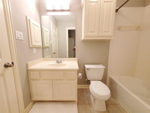 5439 Emerald Pointe Ln, Sugar Land, TX 77479 - bathroom with tile patterned flooring, vanity, toilet, baseboards, and shower / bath combination