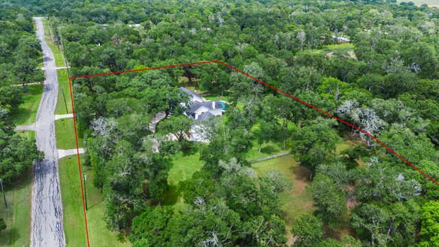 aerial view with a forest view