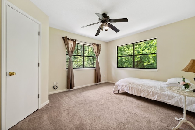 40206 Colfax Rd, Magnolia, TX 77354 - bedroom with carpet flooring, baseboards, and ceiling fan