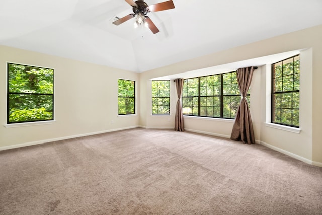 40206 Colfax Rd, Magnolia, TX 77354 - carpeted spare room featuring a ceiling fan, baseboards, and vaulted ceiling