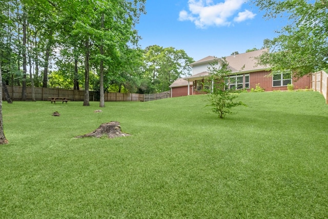 view of yard featuring a fenced backyard