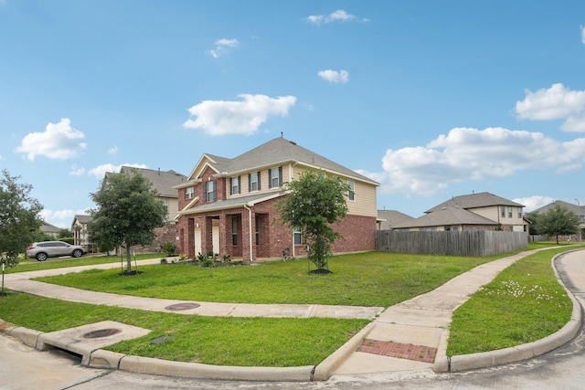 25404 Devonshire Knoll St, Katy, TX 77493 - exterior space with brick siding, fence, and a front lawn