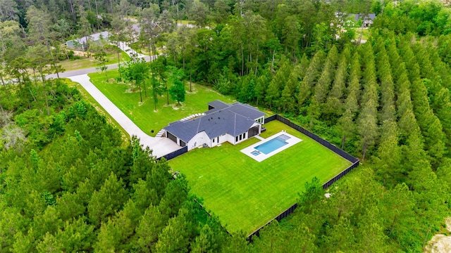 aerial view with a forest view