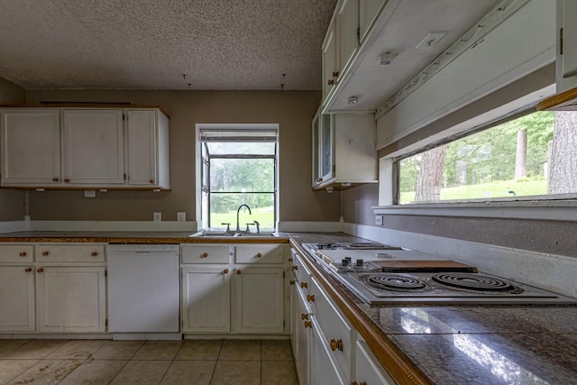 kitchen featuring white dishwasher, a wealth of natural light, a sink, and electric stovetop