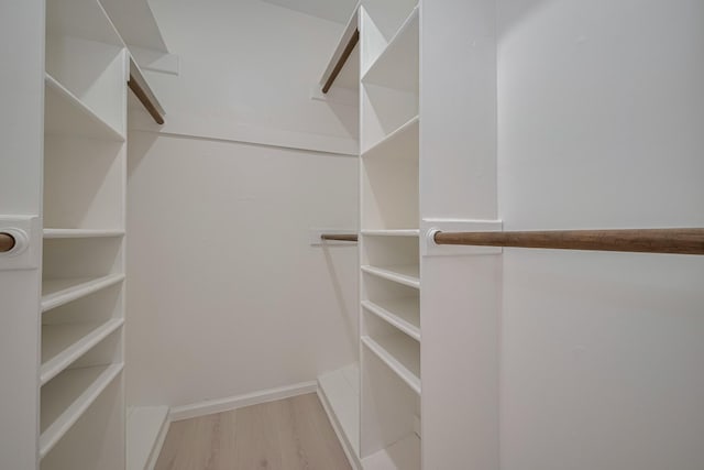walk in closet featuring wood finished floors