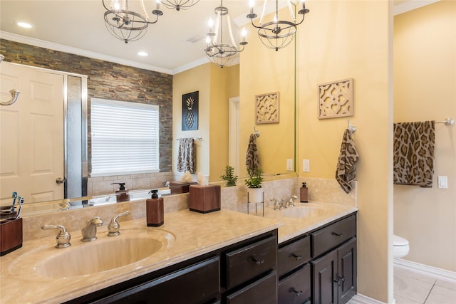 11068 First Lgt, Montgomery, TX 77356 - bathroom featuring double vanity, a notable chandelier, and a sink