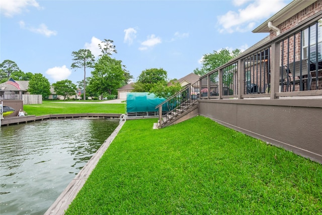 11068 First Lgt, Montgomery, TX 77356 - view of yard with a water view and stairway