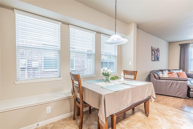 dining area featuring baseboards and a wealth of natural light
