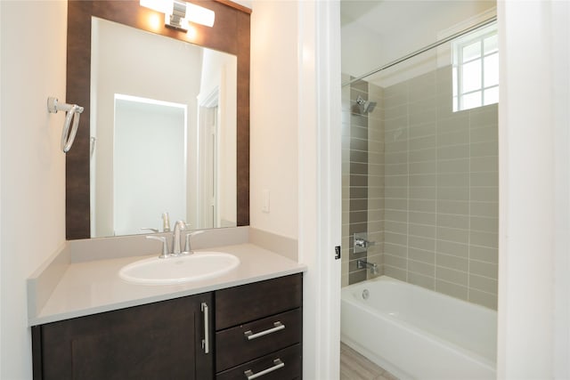 full bathroom featuring vanity and bathtub / shower combination