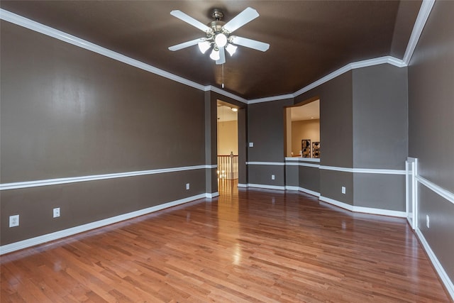 4103 Oak Blossom Ct, Houston, TX 77059 - unfurnished room featuring baseboards, crown molding, ceiling fan, and wood finished floors