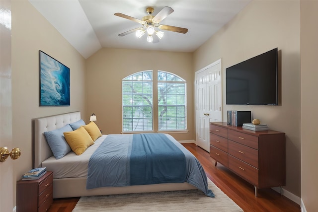 4103 Oak Blossom Ct, Houston, TX 77059 - bedroom with a ceiling fan, baseboards, wood finished floors, and a closet