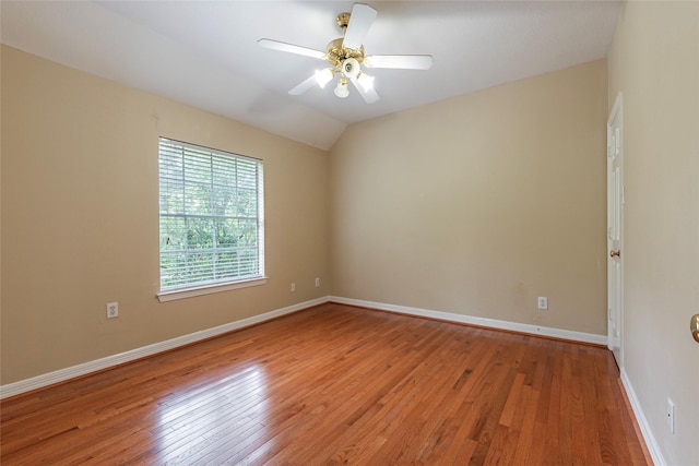 4103 Oak Blossom Ct, Houston, TX 77059 - empty room with a ceiling fan, baseboards, lofted ceiling, and light wood-style floors