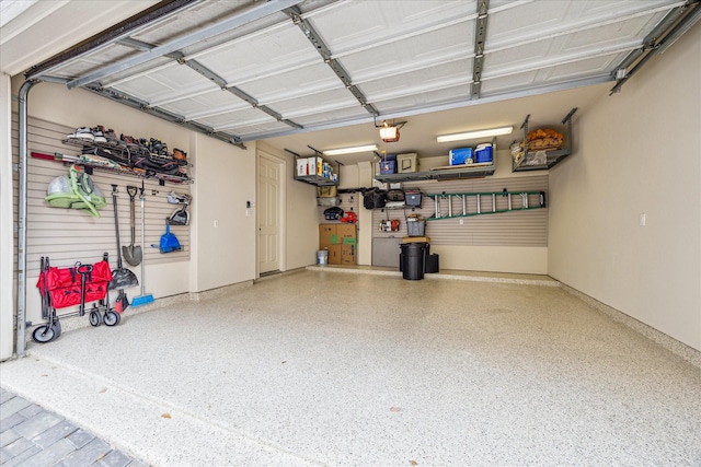 garage with a garage door opener