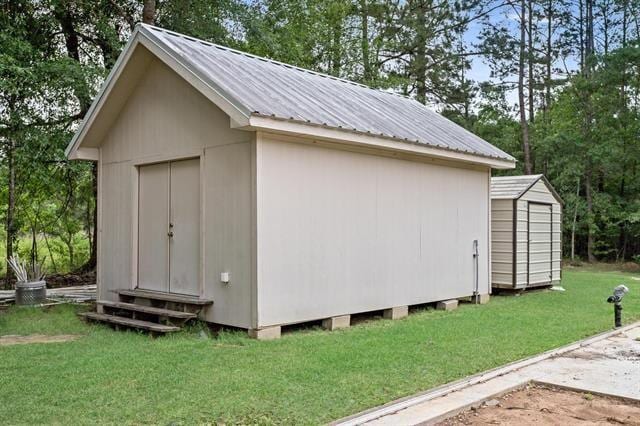 view of shed with entry steps