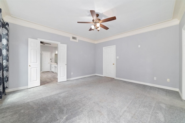 13414 Autumn Valley Dr, Cypress, TX 77429 - carpeted spare room with a ceiling fan, crown molding, and baseboards