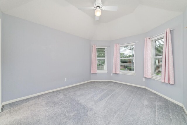 13414 Autumn Valley Dr, Cypress, TX 77429 - carpeted spare room with baseboards, lofted ceiling, and ceiling fan