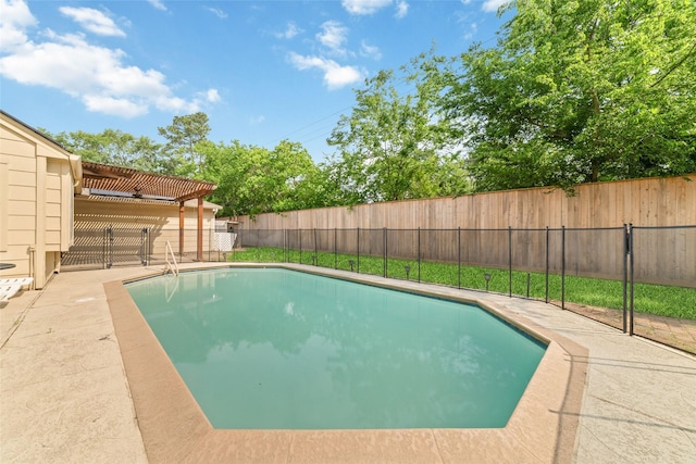 13414 Autumn Valley Dr, Cypress, TX 77429 - view of swimming pool with a pergola, a fenced backyard, and a patio