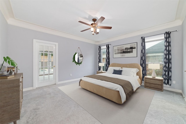 13414 Autumn Valley Dr, Cypress, TX 77429 - bedroom featuring light colored carpet, crown molding, multiple windows, and baseboards