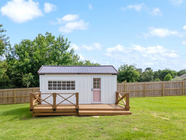 view of shed featuring a fenced backyard