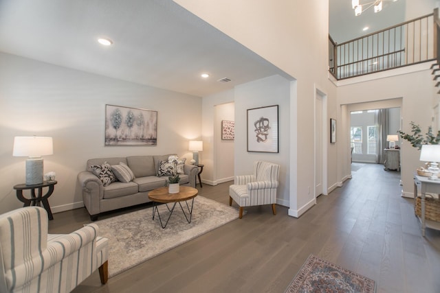 71 Perennial Canyon Dr, Tomball, TX 77375 - living room with baseboards, wood finished floors, and recessed lighting