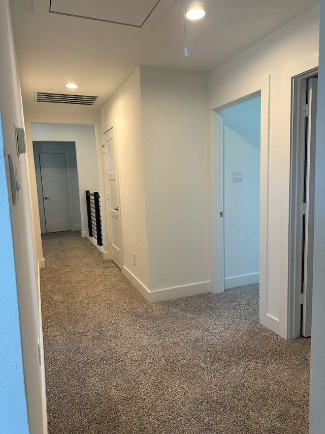 13716 Rising Sun Ln, Conroe, TX 77384 - corridor featuring carpet floors, attic access, and recessed lighting