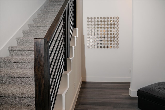 13716 Rising Sun Ln, Conroe, TX 77384 - staircase with baseboards and wood finished floors