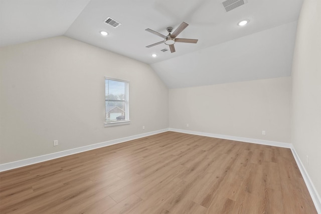 12341 N Chestnut Hills Dr, Conroe, TX 77303 - additional living space featuring ceiling fan, vaulted ceiling, and visible vents