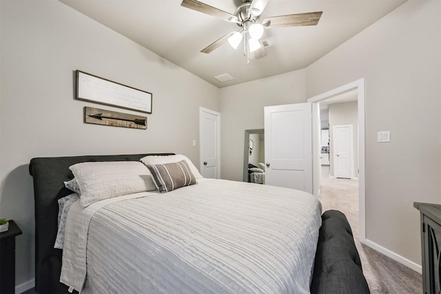 4711 Bartagrass Dr, Rosenberg, TX 77469 - bedroom with carpet floors, baseboards, ceiling fan, and visible vents