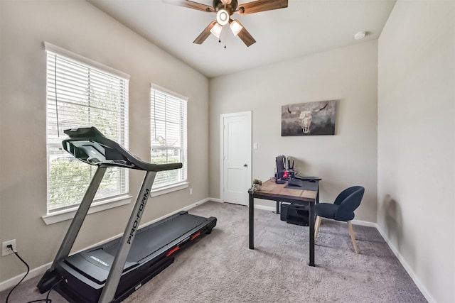 4711 Bartagrass Dr, Rosenberg, TX 77469 - exercise area with baseboards, ceiling fan, and carpet