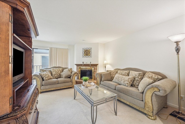 16111 Aspenglenn Dr Unit 404, Houston, TX 77084 - carpeted living area with a fireplace