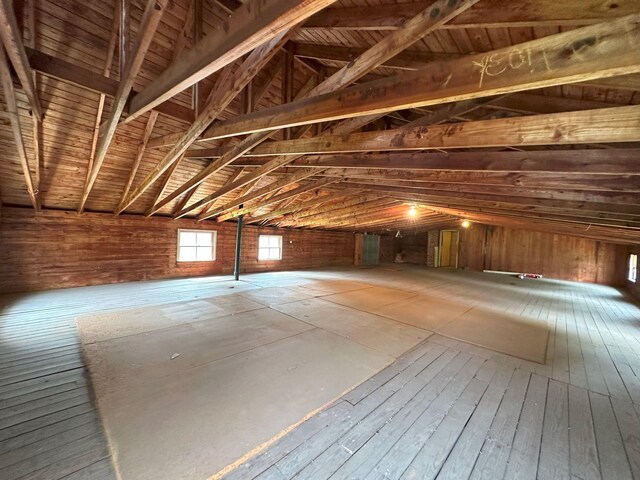 view of unfinished attic