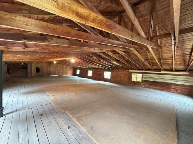 view of unfinished attic
