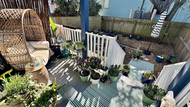 805 10th St, Galveston, TX 77550 - view of wooden balcony with a deck