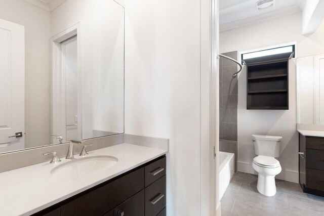 6011 Burgoyne Rd Unit A, Houston, TX 77057 - full bath with vanity, toilet, shower / tub combination, and tile patterned flooring
