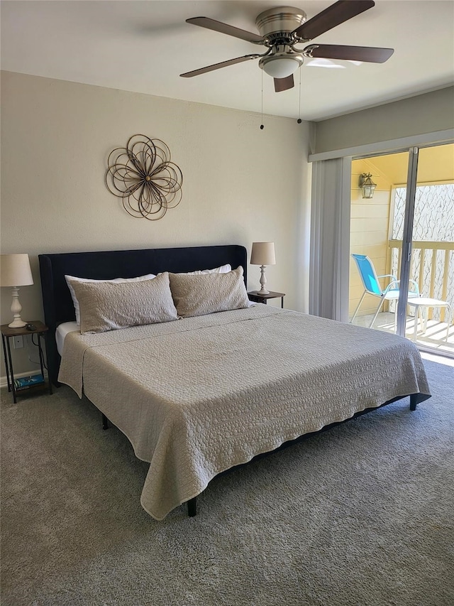 3922 Lakewood Dr, Montgomery, TX 77356 - bedroom featuring ceiling fan, carpet flooring, and access to exterior