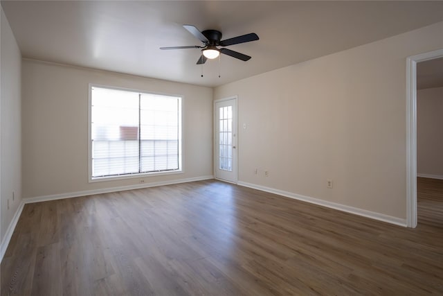1311 Antoine Dr Unit 245, Houston, TX 77055 - empty room with baseboards, a ceiling fan, and wood finished floors