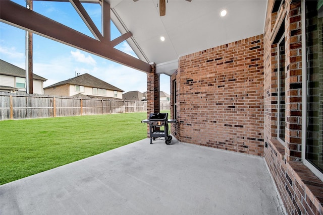 view of patio / terrace with a fenced backyard and grilling area