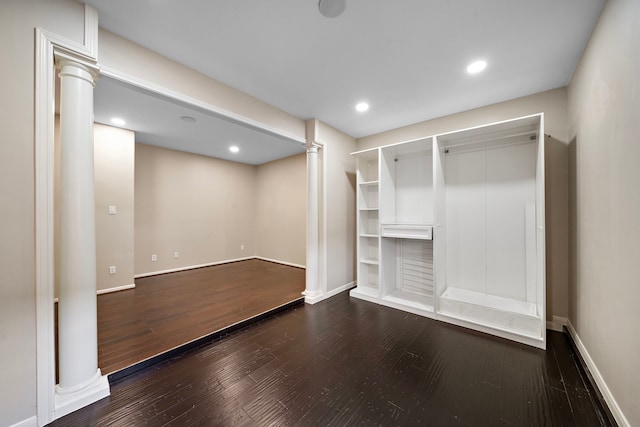3615 Caleb Ln, Missouri City, TX 77459 - spacious closet with decorative columns and wood finished floors