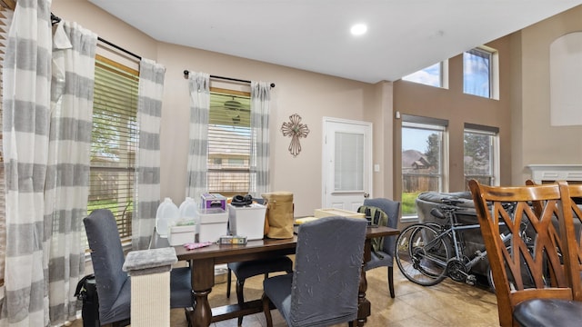 dining area featuring plenty of natural light and recessed lighting