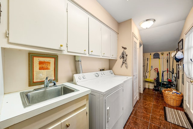 6303 Pebble Beach Dr, Houston, TX 77069 - laundry room with a sink, cabinet space, and washer and dryer