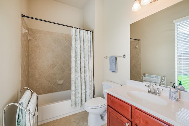 2402 Chesley Park Ct, Katy, TX 77494 - bathroom featuring tile patterned flooring, plenty of natural light, shower / tub combo with curtain, and vanity