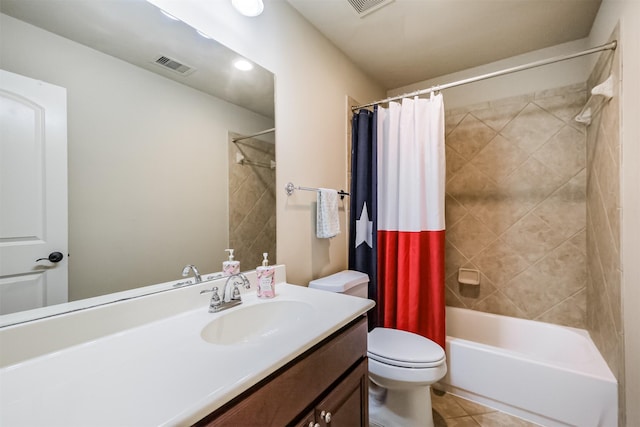 2402 Chesley Park Ct, Katy, TX 77494 - full bathroom with toilet, vanity, shower / bath combo with shower curtain, and tile patterned floors